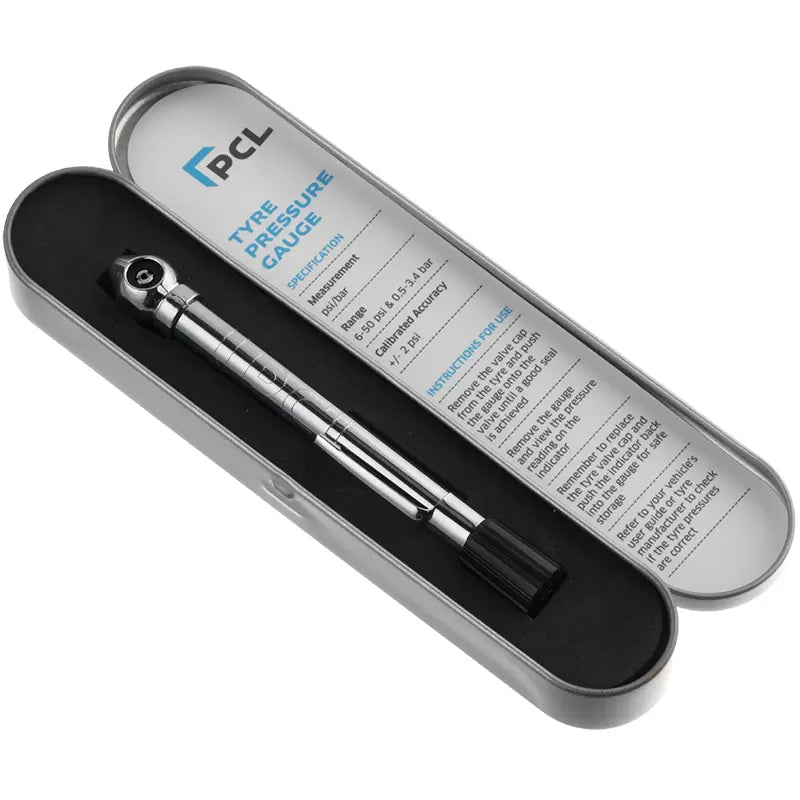 Tyre Pressure Gauge Angled Head 6-50 psi & 0.5-3.4 bar
