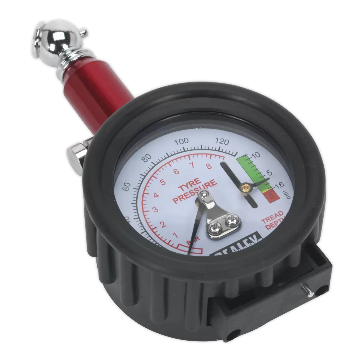 Sealey - TSTPDG01 - Tyre Pressure Gauge with Tyre Tread Depth Gauge 0-8bar(0-120psi)