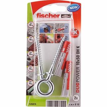 Fischer DuoPower Universal Plug W/ Eye Screw Pack (0.5 x 2 cm, 4 Pc.)