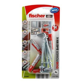 Fischer DuoPower Universal Plug W/ Round Hook Pack (0.8 x 4 cm, 2 Pc.)