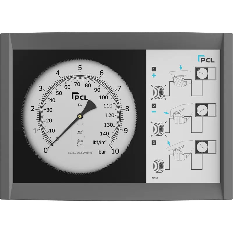PCL WM1H02 - Wall Meter 0-140 psi & 0-10 bar 7.6m Co-Axial Hose & Straight Air Connector (CH2)