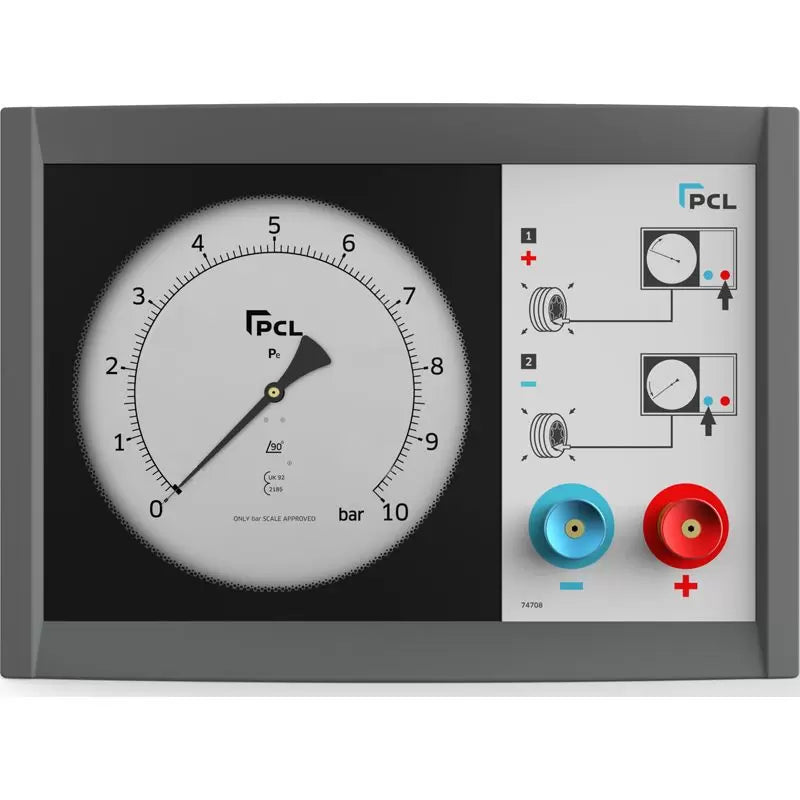 PCL WM3H02 - Push Button Wall Meter 0-140 psi & 0-10 bar 7.6m Air Hose & Straight Air Connector (CH2)