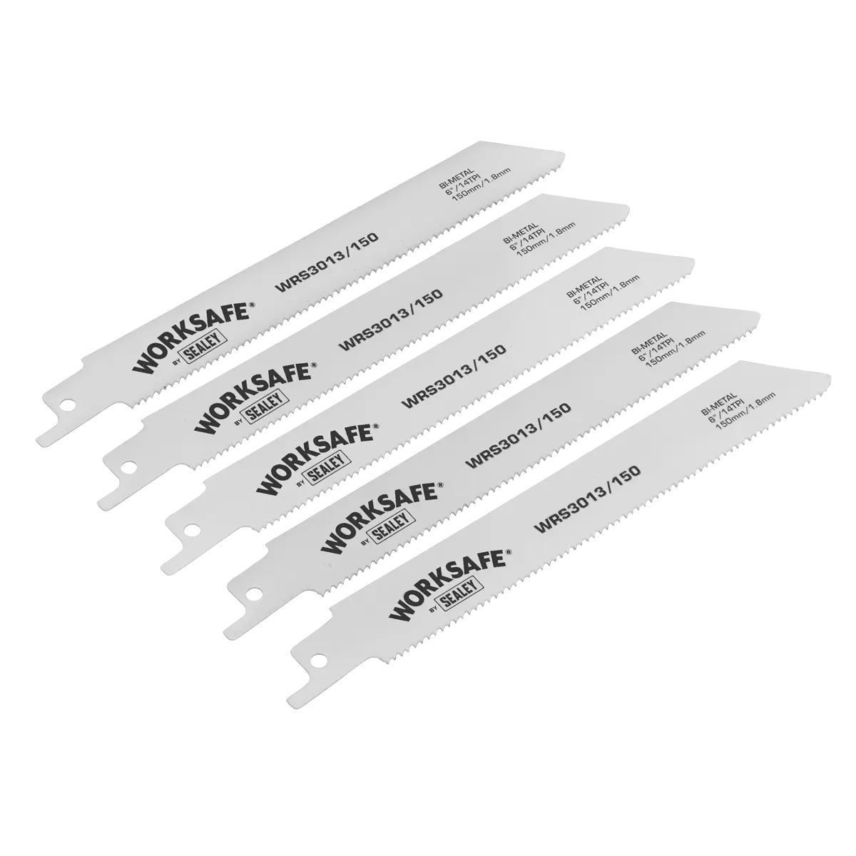 Sealey - WRS3013/150 - Worksafe Reciprocating Saw Blade 150mm 14tpi - Pack of 5
