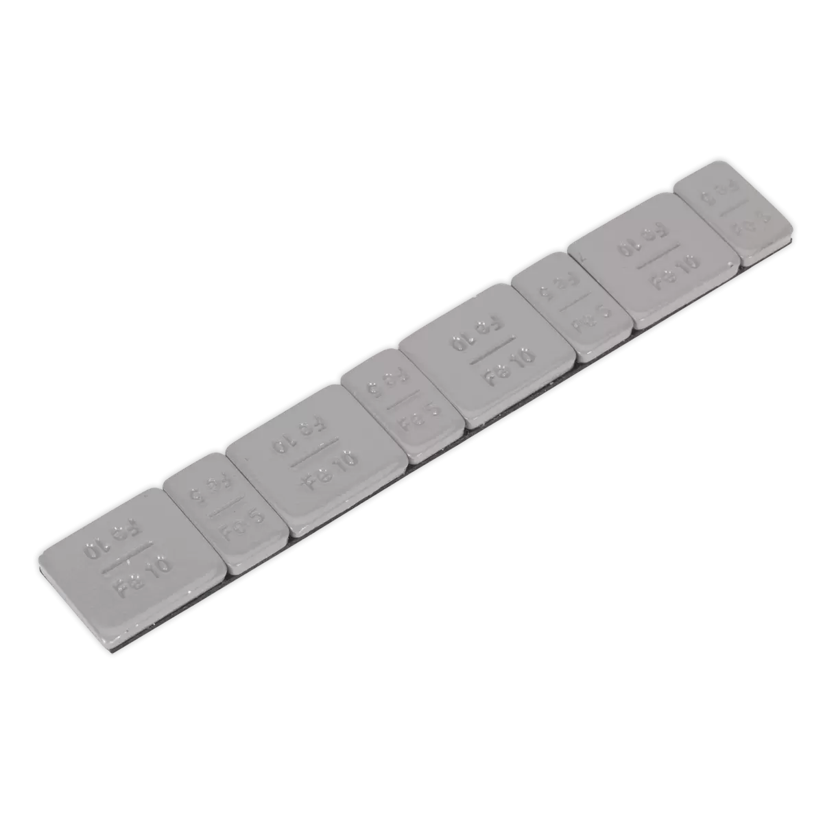 Sealey - WWSA510PC - Plastic Coated Zinc Plated Adhesive Wheel Weight 5/10g Strip of 8 (4 x Each Weight) - Pack of 100